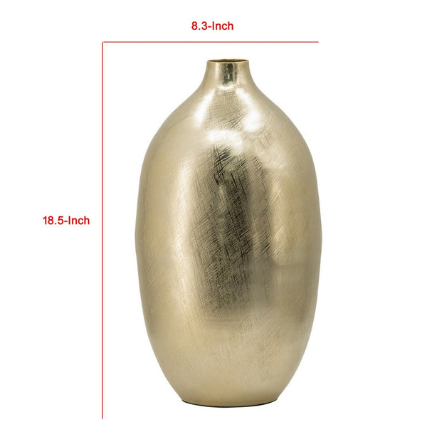 English Elm Pansy Tall Sculptural Aluminum Vase with Gold Metallic Finish for Console or Mantel B056P416843