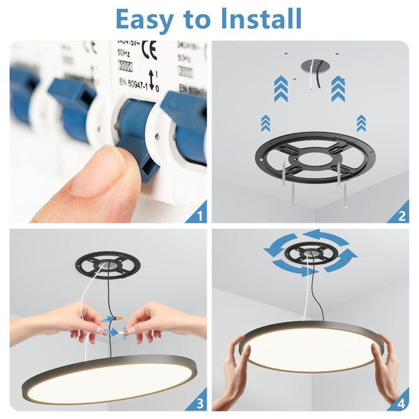 English Elm 6pk Round Led Flush Mount Panel Dimmable 5 Cct Selectable Bathroom Ceiling Fixture Black W1340P332597