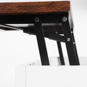 English Elm Coffee Lift-Top Table with USB & Outlets, Square Wood Center Table with Hidden Storage, Vintage White W2896P215179