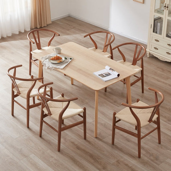 English Elm STARY Solid Wood Wishbone Dining Chair with Ergonomic Curved Back & Armrest, Eco-Friendly Comfort Walnut T3623P380998