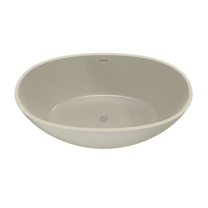 English Elm 55 Inch Solid Surface Freestanding Soaking Tub Matte Beige Spa Style Bathtub W1613P371990