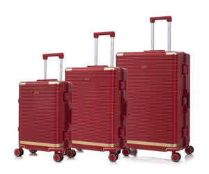 English Elm Luggage Set 3 Piece Polycarbonate Aluminum Frame Hard Shell Travel Suitcases with Lock Red T3292P361542