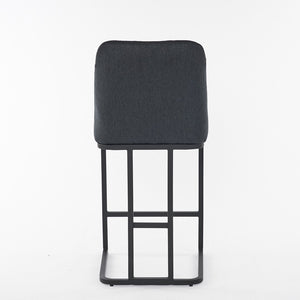 English Elm Set Of 2 Modern Upholstered Bar Stools With Button-Tufted High Back For Kitchen Or Dining Room Comfort W1901P225272-GIGA