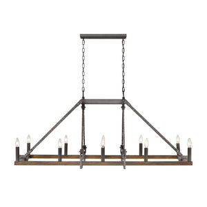 Harwell 56'' Wide 10-Light Linear Chandelier - Antique Millwood 82289/10 Elk Lighting