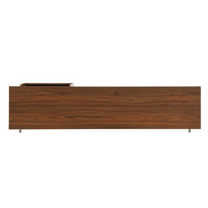 English Elm U-can Mid Century Walnut Media Console with Sliding Doors and Metal Frame for Living Rooms Brown N724P360370D
