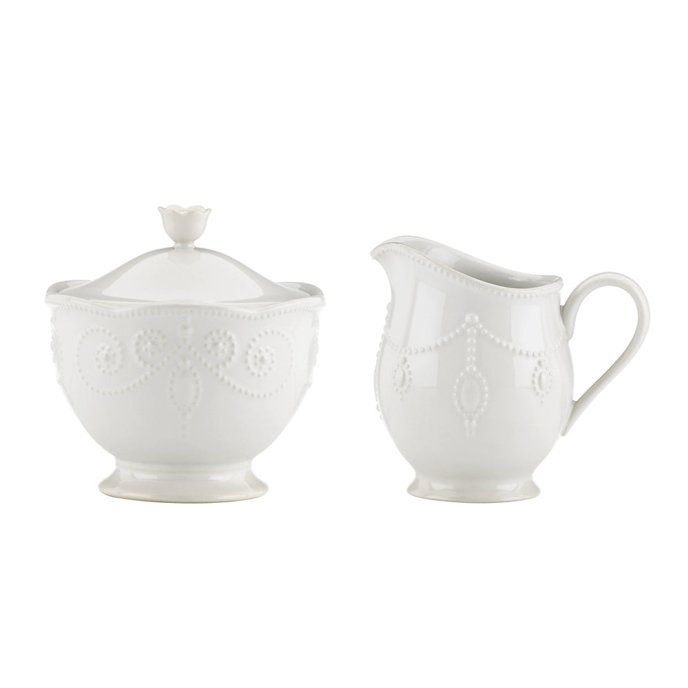 Lenox French Couture Ceramic Sugar and Creamer Set with Raised Dot Artisan Stoneware 822944