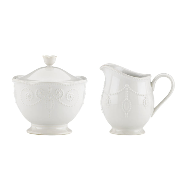 Lenox French Couture Ceramic Sugar and Creamer Set with Raised Dot Artisan Stoneware 822944