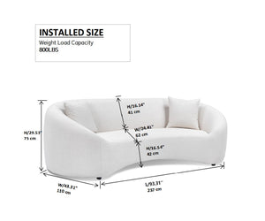 English Elm 3+1, Cloud Curved Boucle Sofa Three Seat Sculptural Arc for Modern Living Rooms W2664S00101