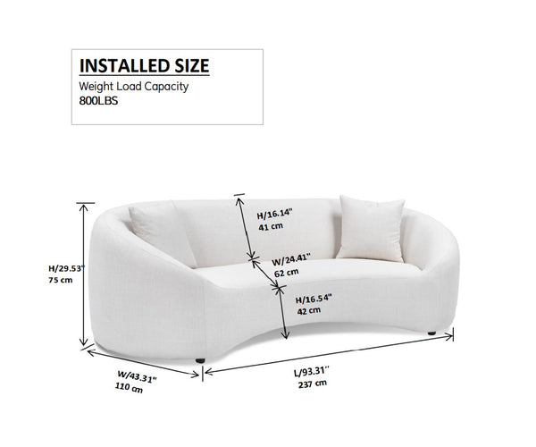 English Elm 3+1, Cloud Curved Boucle Sofa Three Seat Sculptural Arc for Modern Living Rooms W2664S00101