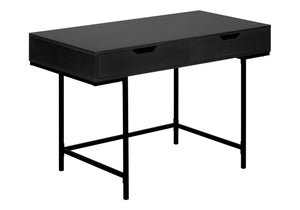 English Elm Computer Desk For Home Office - Modern Black Laminate & Metal, Space-Saving With Storage Drawers B2710P219842