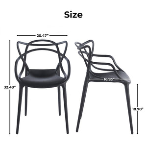 English Elm Pvc Sleek Matte Black Dining Chair Set of 4 for Kitchen Studio or Cafe Use W3766P436153