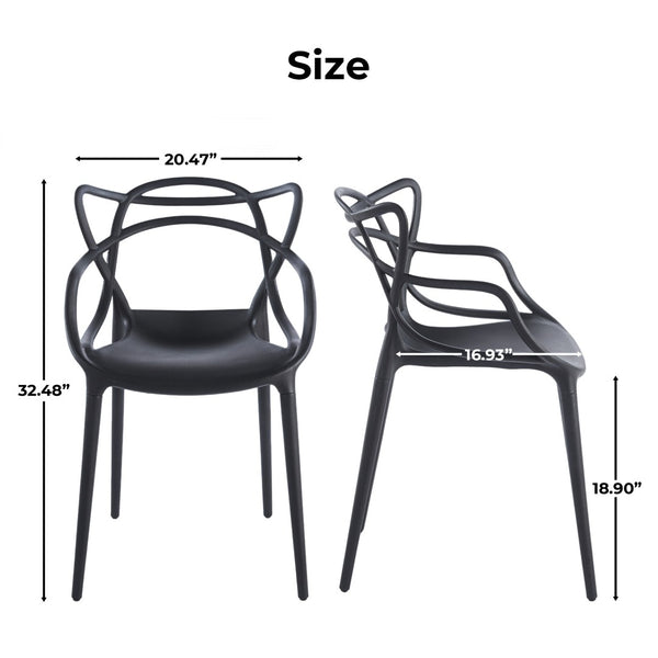 English Elm Pvc Sleek Matte Black Dining Chair Set of 4 for Kitchen Studio or Cafe Use W3766P436153