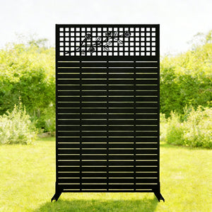 English Elm Metal Grid Privacy Screen Freestanding Powder Coated Divider for Patio or Balcony W1586P455083