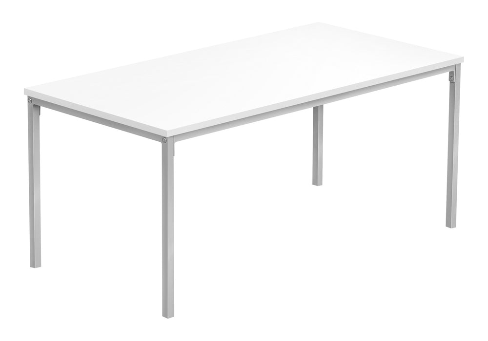 English Elm Coffee Table – Contemporary Rectangular Design With White Laminate Top & Grey Metal Legs For Modern Living B2710P219434