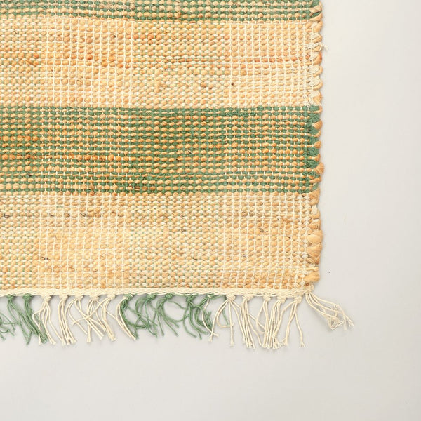 English Elm Area Rug - Handwoven Eco-Friendly Green Plaid Jute & Cotton, 8X10 Ft For Living Spaces & More B346P321265