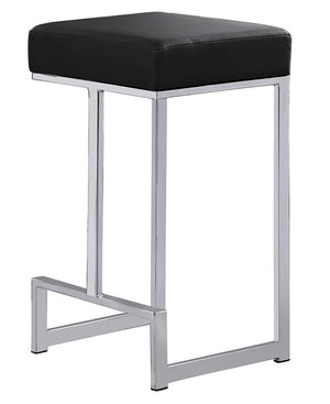 English Elm 25 in Backless Faux Leather Counter Stools with Polished Silver Pedestal Base Set of 2 Black B011P496842