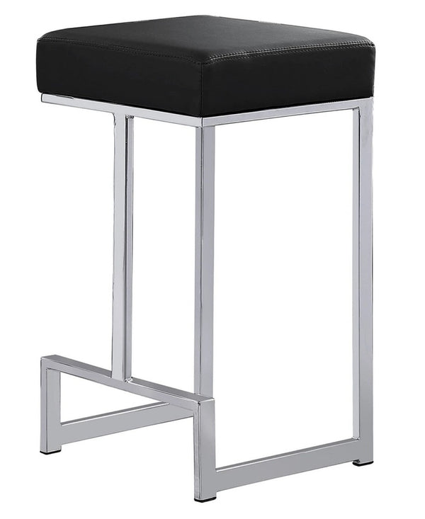 English Elm 25 in Backless Faux Leather Counter Stools with Polished Silver Pedestal Base Set of 2 Black B011P496842