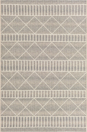 Unique Loom Outdoor Trellis Dalyan Machine Made Striped Rug Gray, Ivory/Beige 5' 3" x 8' 0"