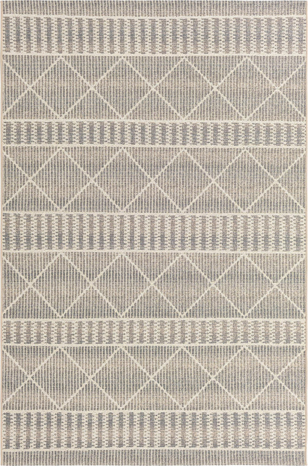 Unique Loom Outdoor Trellis Dalyan Machine Made Striped Rug Gray, Ivory/Beige 5' 3" x 8' 0"