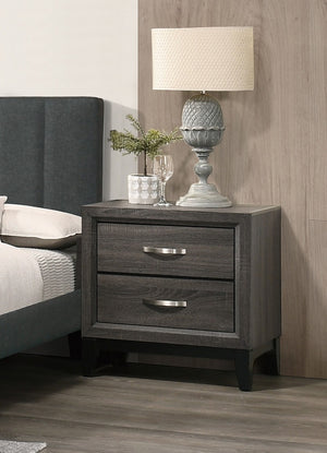 English Elm Bedroom Rustic Grey Oak Nightstand 2-Drawer Pine Bedside Table 24x16x25" Simple Stylish Storage for Lamps & Organized Rooms B011P248055