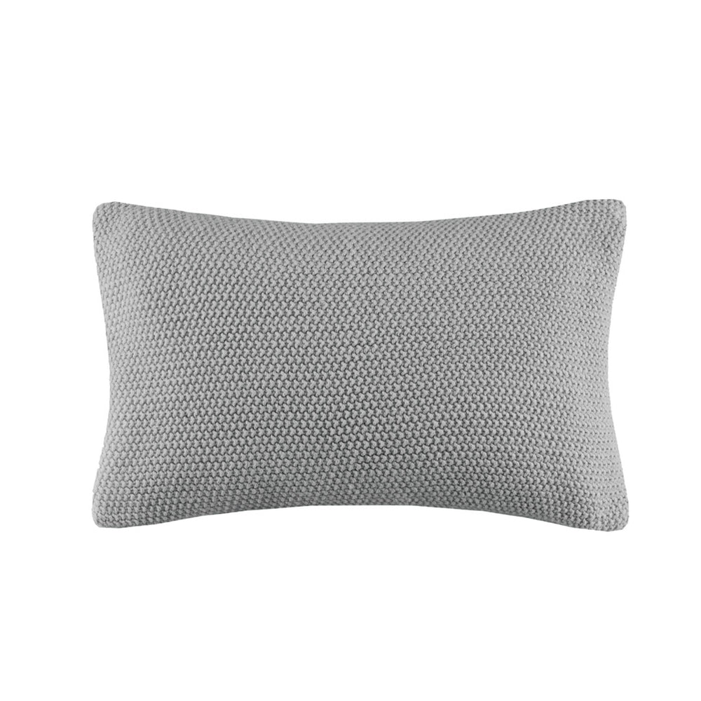 JLA Home INK+IVY - Oblong Knit Pillow Cover with Hidden Zipper — Ultra-Soft Acrylic Texture for Cozy Cottage Style Grey II30-1141
