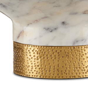 Vincent White Marble Bowl with Brass Base - Elegant Chiseled Design for Modern Home Decor