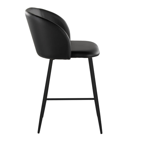 English Elm Fixed-height Counter Stools Industrial Black Metal Pu Upholstered Seat Kitchen Set B202S01826