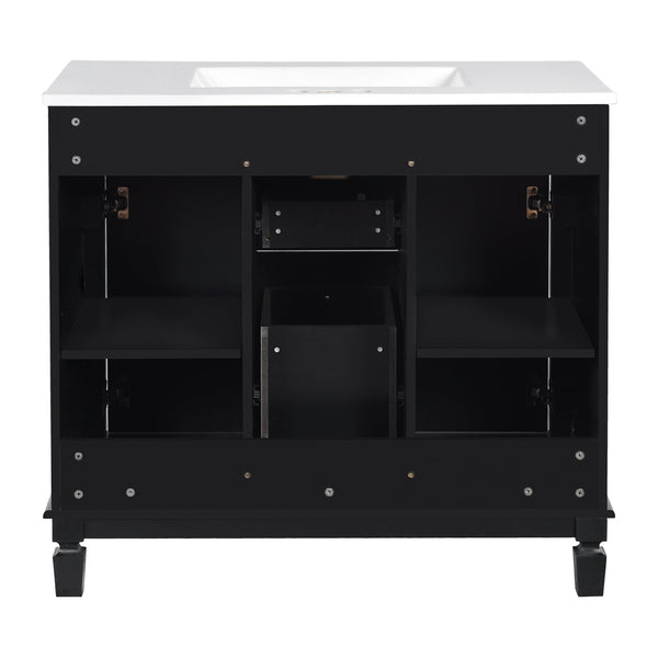 English Elm 36'' Modern Bathroom Vanity With Black Ceramic Top, Soft Closing Doors & Drawers For Stylish Storage N710P230231B