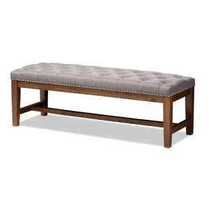 Baxton Studio Baxton Ainsley Modern Grey Fabric Bench with Walnut Rubberwood Frame - Stylish & Versatile Seating BBT5338-Grey