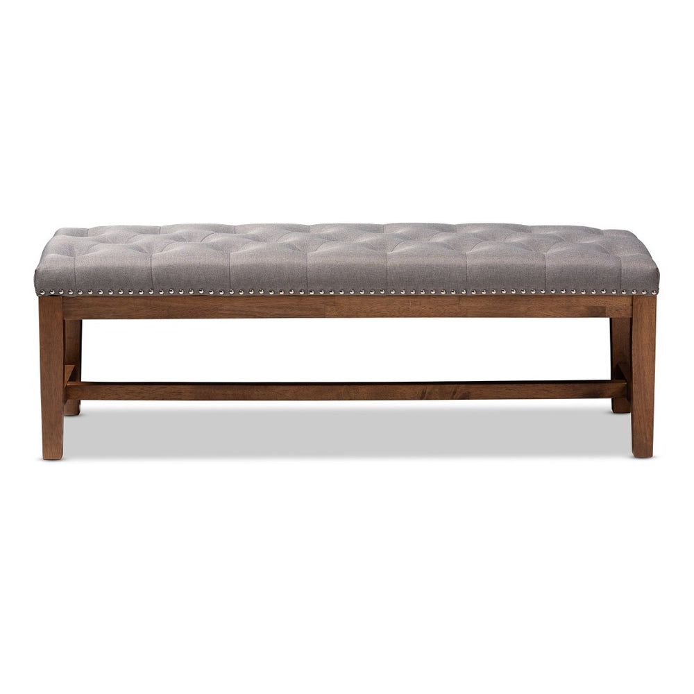 Baxton Studio Baxton Ainsley Modern Grey Fabric Bench with Walnut Rubberwood Frame - Stylish & Versatile Seating BBT5338-Grey