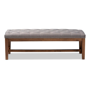 Baxton Studio Baxton Ainsley Modern Grey Fabric Bench with Walnut Rubberwood Frame - Stylish & Versatile Seating BBT5338-Grey