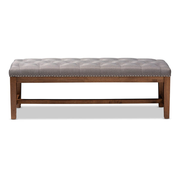 Baxton Studio Baxton Ainsley Modern Grey Fabric Bench with Walnut Rubberwood Frame - Stylish & Versatile Seating BBT5338-Grey