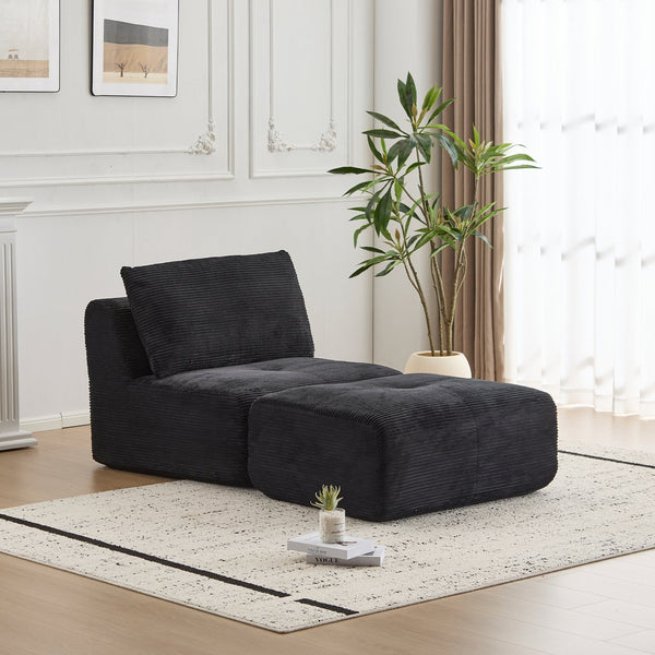 English Elm Modern Modular Memory Foam Sofa - Pet-Friendly Corduroy Sectional With Movable Ottoman & No Assembly! W3723P346964