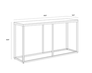 Sunpan Ellery Console Table - Modern Elegance with White Marble Top & Matte Black Steel Base, Handcrafted Beauty