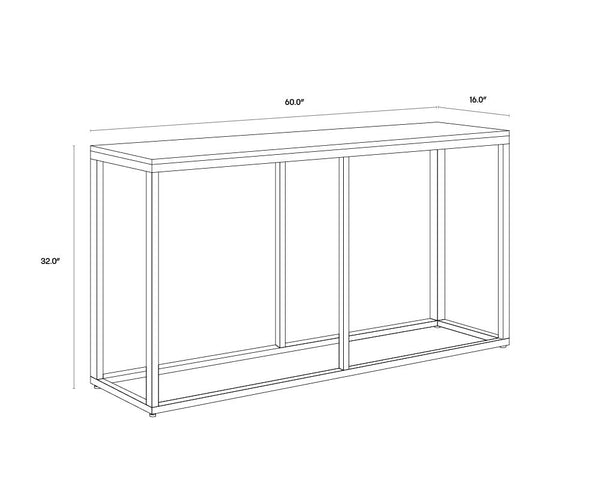 Sunpan Ellery Console Table - Modern Elegance with White Marble Top & Matte Black Steel Base, Handcrafted Beauty