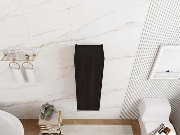 English Elm 12 Inch Narrow Wall Mounted Cabinet Soft Close Door Dark Oak Finish Bathroom Storage W1972P457985