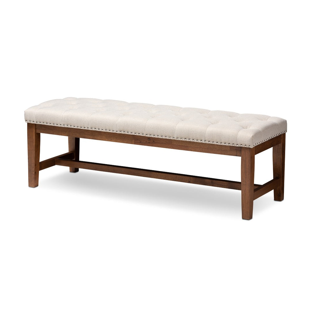 Baxton Studio Baxton Studio Ainsley Modern Bench - Light Beige Upholstered Seat, Walnut Frame for Versatile Elegance BBT5338-Light Beige