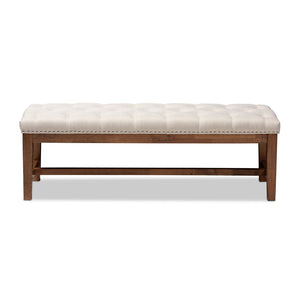 Baxton Studio Baxton Studio Ainsley Modern Bench - Light Beige Upholstered Seat, Walnut Frame for Versatile Elegance BBT5338-Light Beige