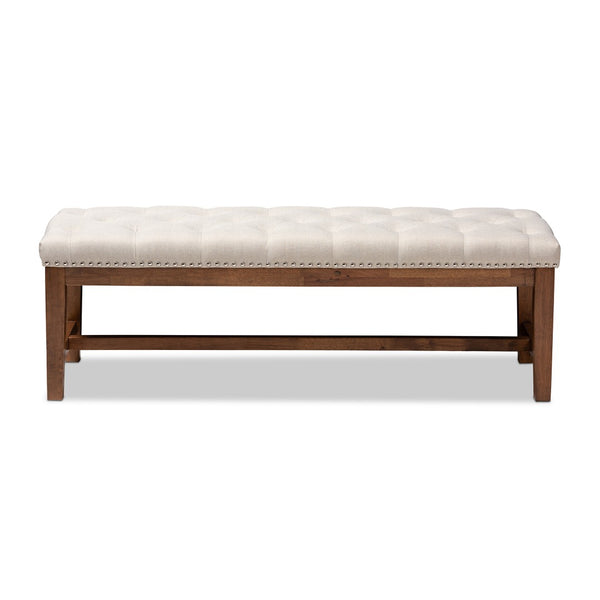 Baxton Studio Baxton Studio Ainsley Modern Bench - Light Beige Upholstered Seat, Walnut Frame for Versatile Elegance BBT5338-Light Beige