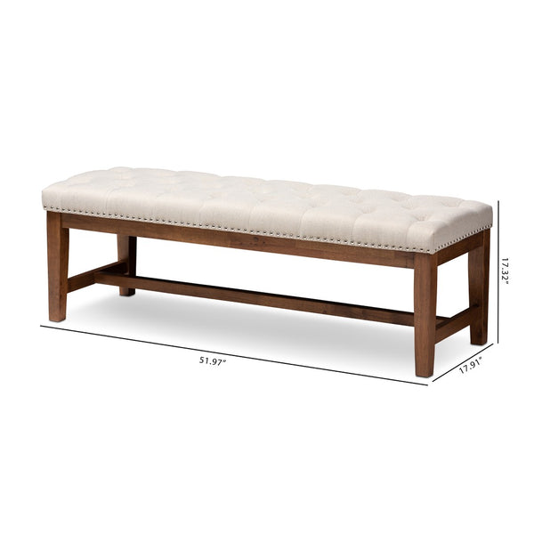 Baxton Studio Baxton Studio Ainsley Modern Bench - Light Beige Upholstered Seat, Walnut Frame for Versatile Elegance BBT5338-Light Beige