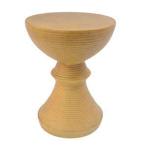 English Elm 16" Ribbed Concrete Outdoor Side Table Sculptural Hourglass Patio Garden Accent Natural N767P192100N