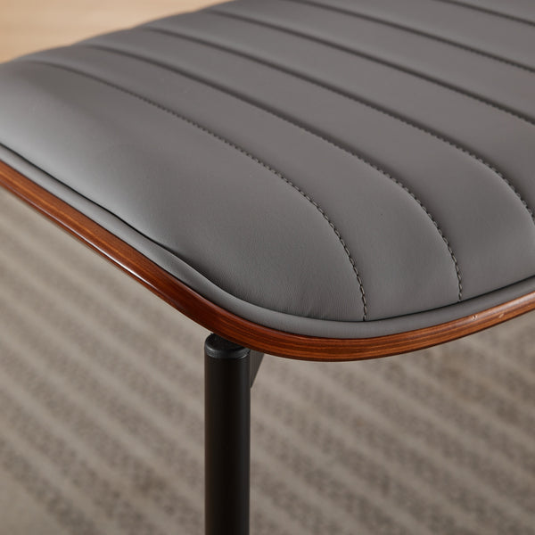 English Elm A&A Furniture Dining Chairs Set Of 2 - Mid-Century Modern Ergonomic Gray Pu Upholstered Seats W1143P191787