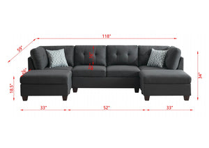 English Elm Upholstered Modular Sectional with Dual Chaise Button Tufted Contemporary Living Room Sofa Dark Gray B2730S00066