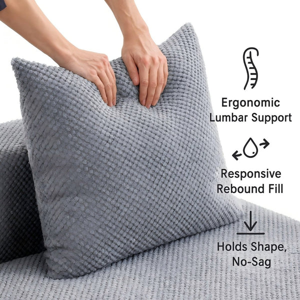 English Elm Modular Low Profile Sectional Sofa Plush Chenille Upholstery for Cozy Living Rooms W3326S00035