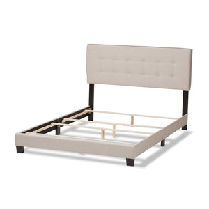 Baxton Studio Baxton Studio Audrey Full Size Bed - Modern Light Beige Upholstered Design with Button-Tufted Headboard CF8747-M-Light Beige-Full