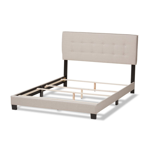 Baxton Studio Baxton Studio Audrey Full Size Bed - Modern Light Beige Upholstered Design with Button-Tufted Headboard CF8747-M-Light Beige-Full
