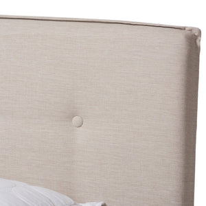 Baxton Studio Baxton Studio Audrey Full Size Bed - Modern Light Beige Upholstered Design with Button-Tufted Headboard CF8747-M-Light Beige-Full