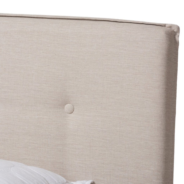 Baxton Studio Baxton Studio Audrey Full Size Bed - Modern Light Beige Upholstered Design with Button-Tufted Headboard CF8747-M-Light Beige-Full
