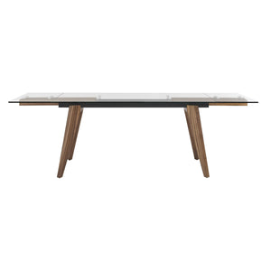 VIG Furniture Modrest Marcus - Modern Glass + Walnut Extendable Dining Table VGEW-D2060BH