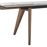 VIG Furniture Modrest Marcus - Modern Glass + Walnut Extendable Dining Table VGEW-D2060BH